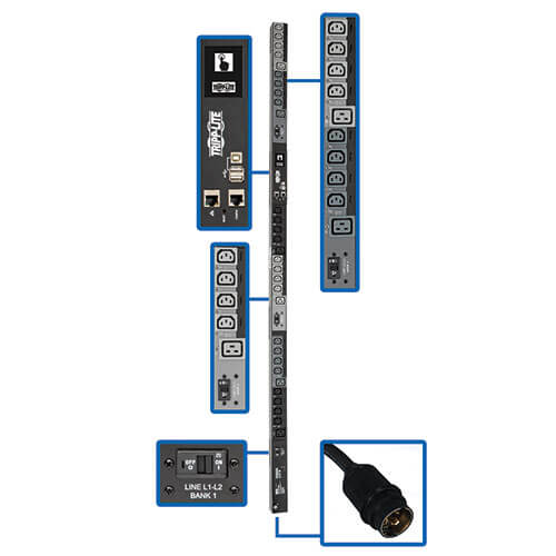TRIPP LITE 3-PHASE PDU SWITCHED 14.5KW 200/208/240V 24 C13; 6 C19; CS8365C