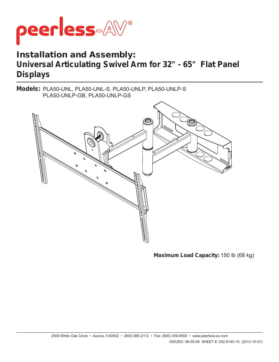 ARTICULATING WALL ARM FOR 32 IN - 50 IN PLASMA AND LCD - BLACK