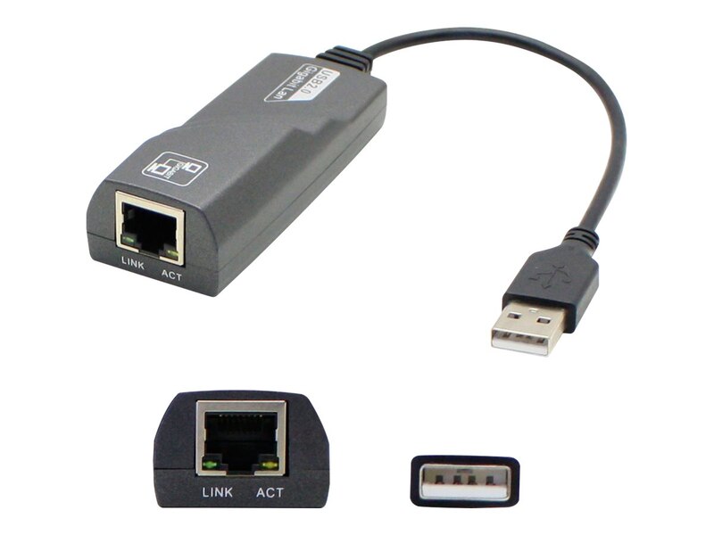 ADDON 5 PACK OF 20.00CM (8.00IN) USB 2.0 (A) MALE TO RJ-45 FEMALE BLACK ADAPTER