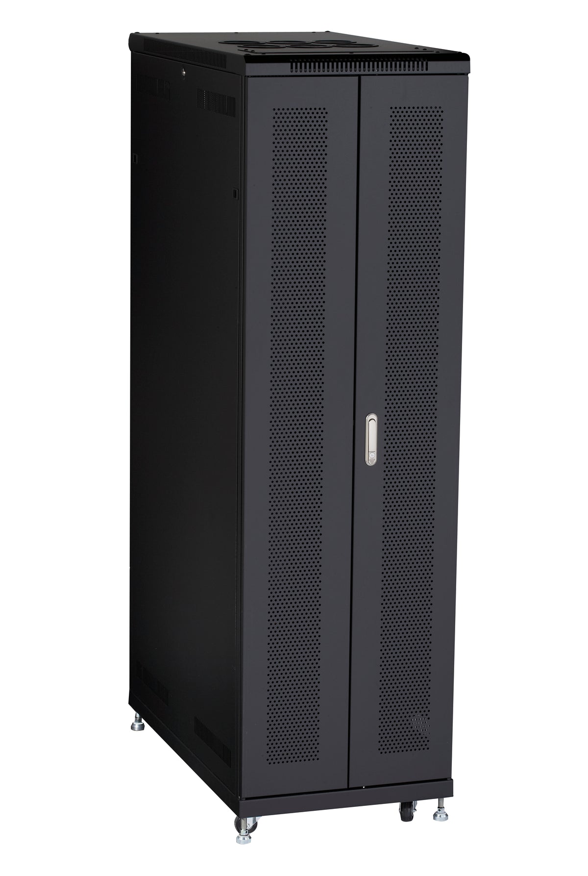 SERVER CABINET - 42U, SPLIT REAR DOOR, 24IN W X 42IN D, MESH FRONT, GSA, TAA, 45
