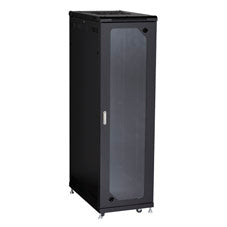 NETWORK CABINET - 42U, 24IN W X 40IN D, SPLIT REAR DOOR, TEMPERED GLASS FRONT, G