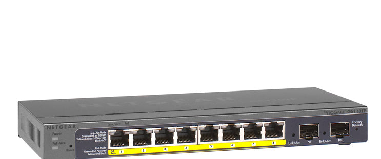 Netgear GS110TP Managed Gigabit Ethernet (10/100/1000) Black Power over Ethernet (PoE)