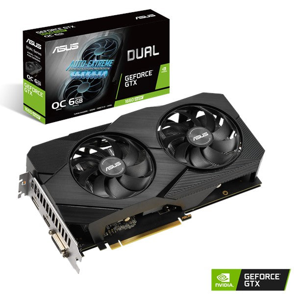ASUS Video Card DUAL-GTX1660S-O6G-EVO GeForce GTX 1660 Super EVO 6GB OC GDDR6 Retail
