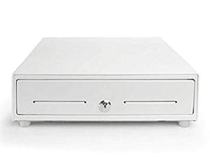 CASH DRAWER, WHITE, 16WX16D, PRINTER DRIVEN, 5BILL-8COIN, 2 MEDIA SLOTS, CABLE I