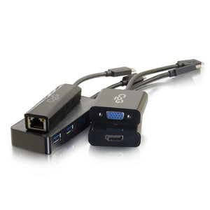 C2G 30002 cable interface/gender adapter USB-C RJ-45, HDMI, VGA, USB-A Black