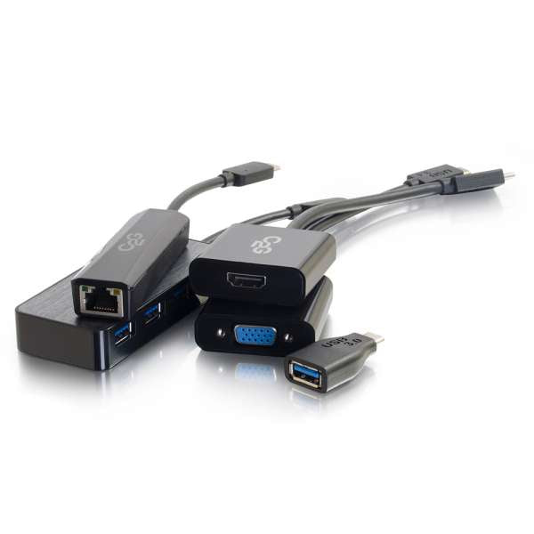 C2G 30004 cable interface/gender adapter USB-C RJ-45, HDMI, VGA, USB-A Black
