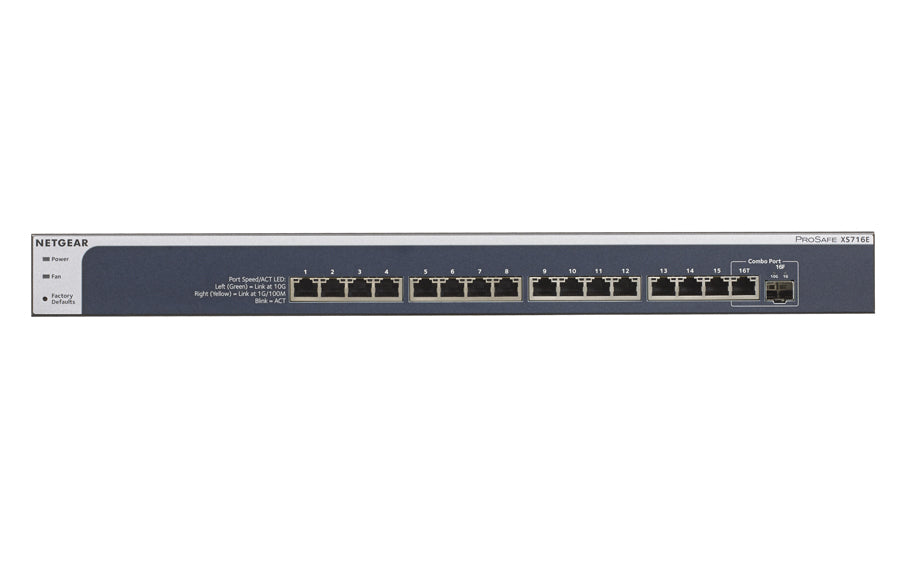 Netgear XS716E Managed L2 10G Ethernet (100/1000/10000) Black 1U