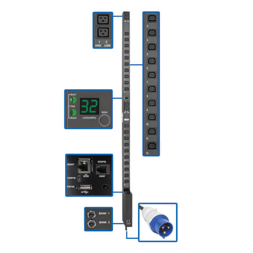 PDUMV32HVNETLX - POWER DISTRIBUTION UNIT - VERTICAL (0U) - 230V - 7.7KW - (20) C