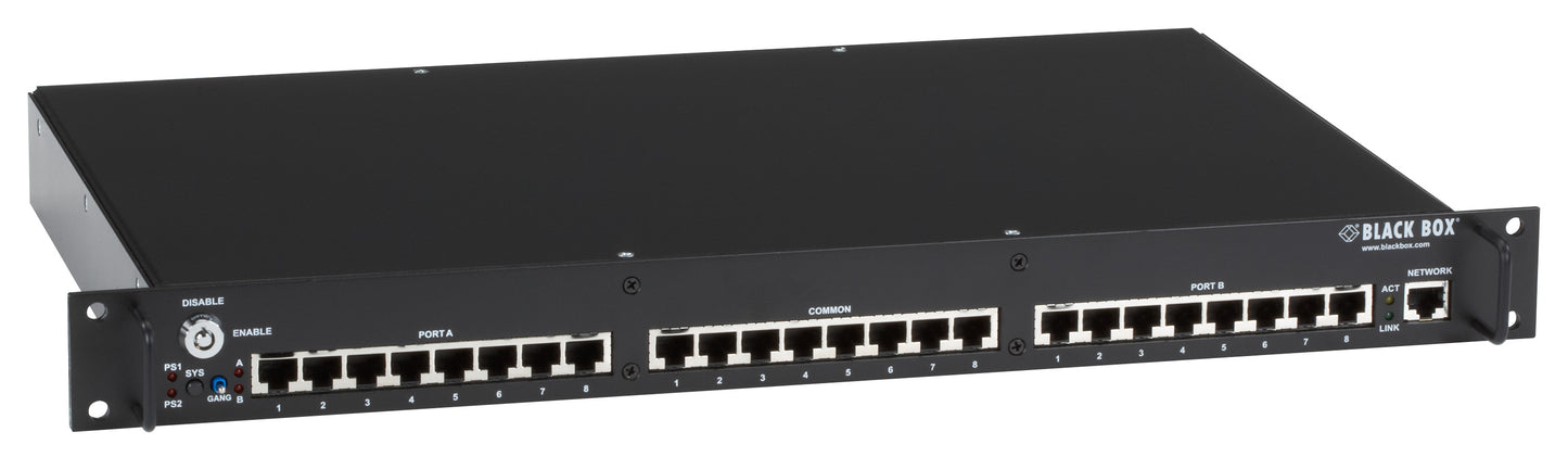 RACKMOUNT GANG SWITCH - 19-IN., 1U, (8) RJ-45 A/B (ALL PINS), NETWORK MANAGEABLE
