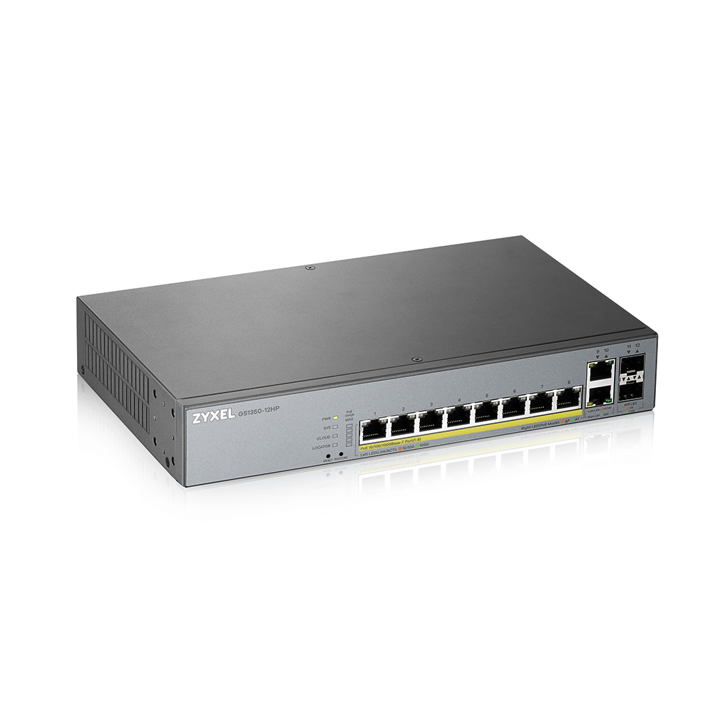 GS1350-12HP - 8-PORT GIGABIT POE+ L2 WEB MANAGED SWITCH (130W) W/2 SFP + 2 GBE U