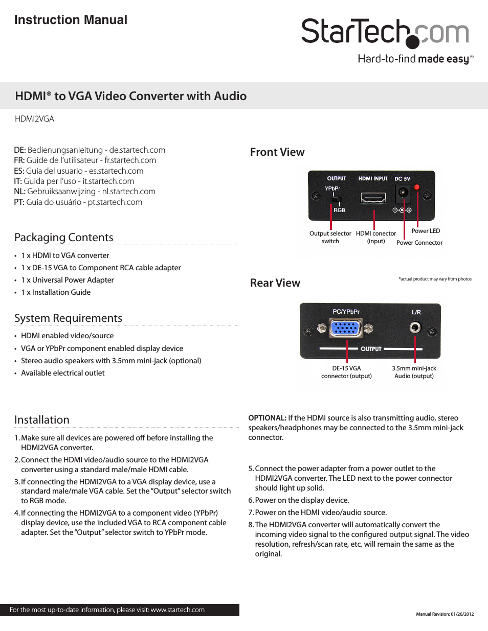 HDMI TO VGA CONVERTER HDMI TO
