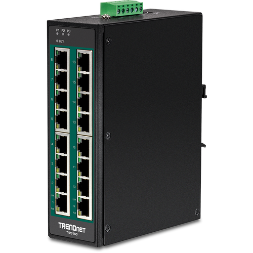 16-PORT INDUSTRIAL GIGABIT POE+ DIN-RAIL SWITCH