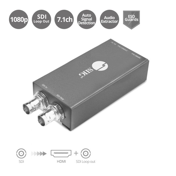 CONVERTS SINGLE 3G/HD/SD SOURCE SIGNAL INTO ONE HDMI AND LOCAL 3G/HD/SD-SDI OUTP