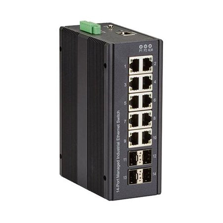INDUSTRIAL MANAGED GIGABIT ETHERNET SWITCH - (10) RJ-45, (4) SFP