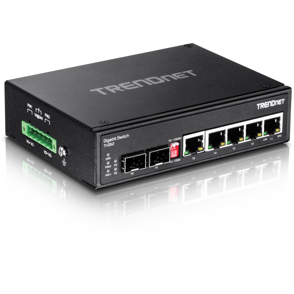 6-PORT HARDENED INDUSTRIAL GIGABIT SWITCH (5 GIGABIT / 1 SHARED SFP / 1 DEDICATE