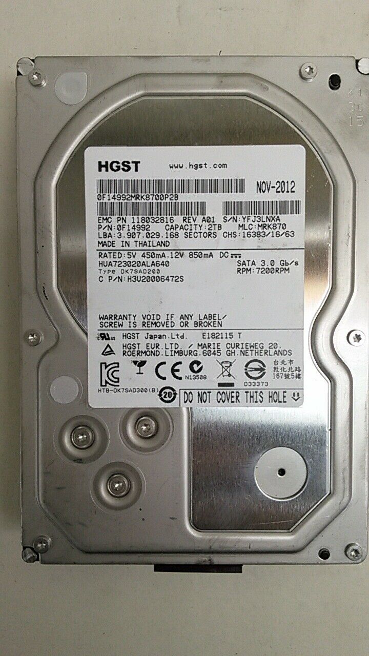 HGST 2TB 7200RPM 6G 64MB SATA HDD HITACHI HDD
