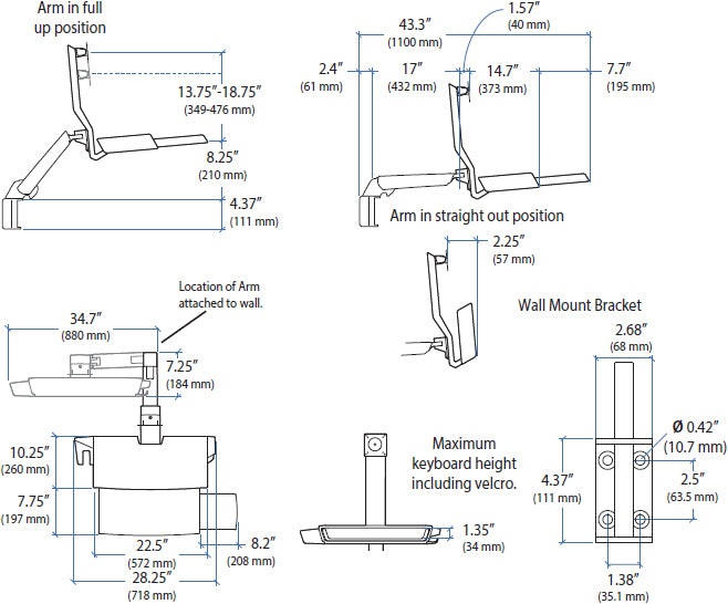 STYLEVIEW SIT-STAND COMBO ARM