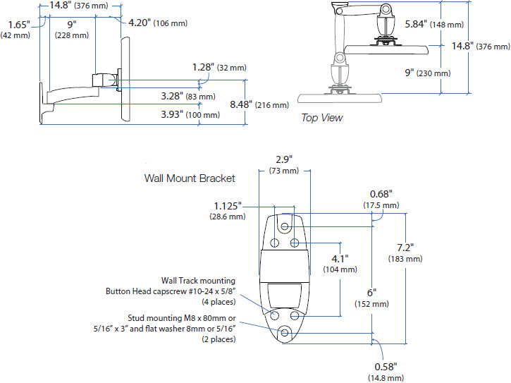 WALL MOUNT ARM - STEEL - BLACK - EXTENDS OUT ALMOST 15IN (38 CM) OR FOLDS BACK T