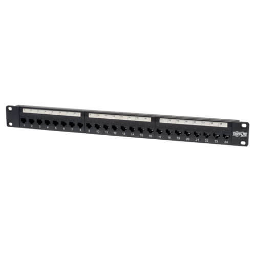 Tripp Lite 24-Port Cat5e Cat5 Feedthrough Patch Panel Rackmount 1URM RJ45 Ethernet TAA
