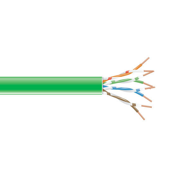 CAT6 550-MHZ STRANDED ETHERNET BULK CABLE - UNSHIELDED (UTP), CM PVC, GREEN, 100