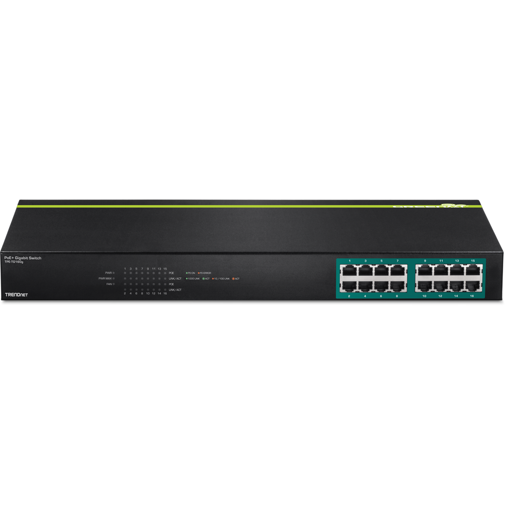 16-PORT GREENNET GIGABIT POE+ SWITCH (250W),LIMITED LIFETIME WARRANTY