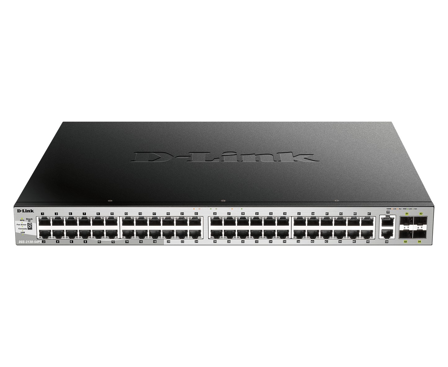 D-LINK DGS-3130 MANAGED 54 PORT LAYER 3 GIGABIT POE+ SWITCH, 370W, 48 X 1G POE,