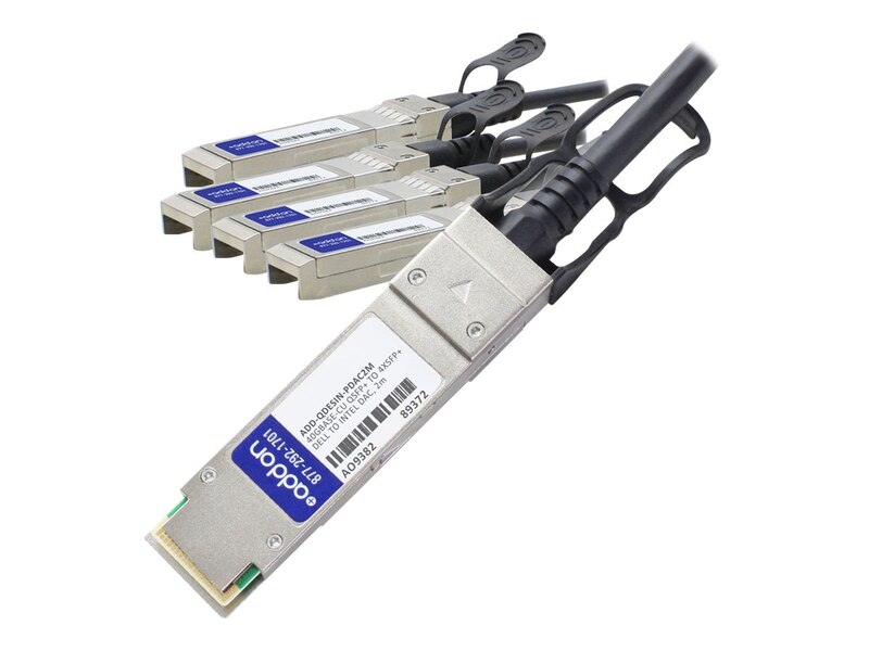 ADDON DELL DAC-QSFP-4SFP-10G-2M TO INTEL XDACBL2M COMPATIBLE 40GBASE-CU QSFP+ TO