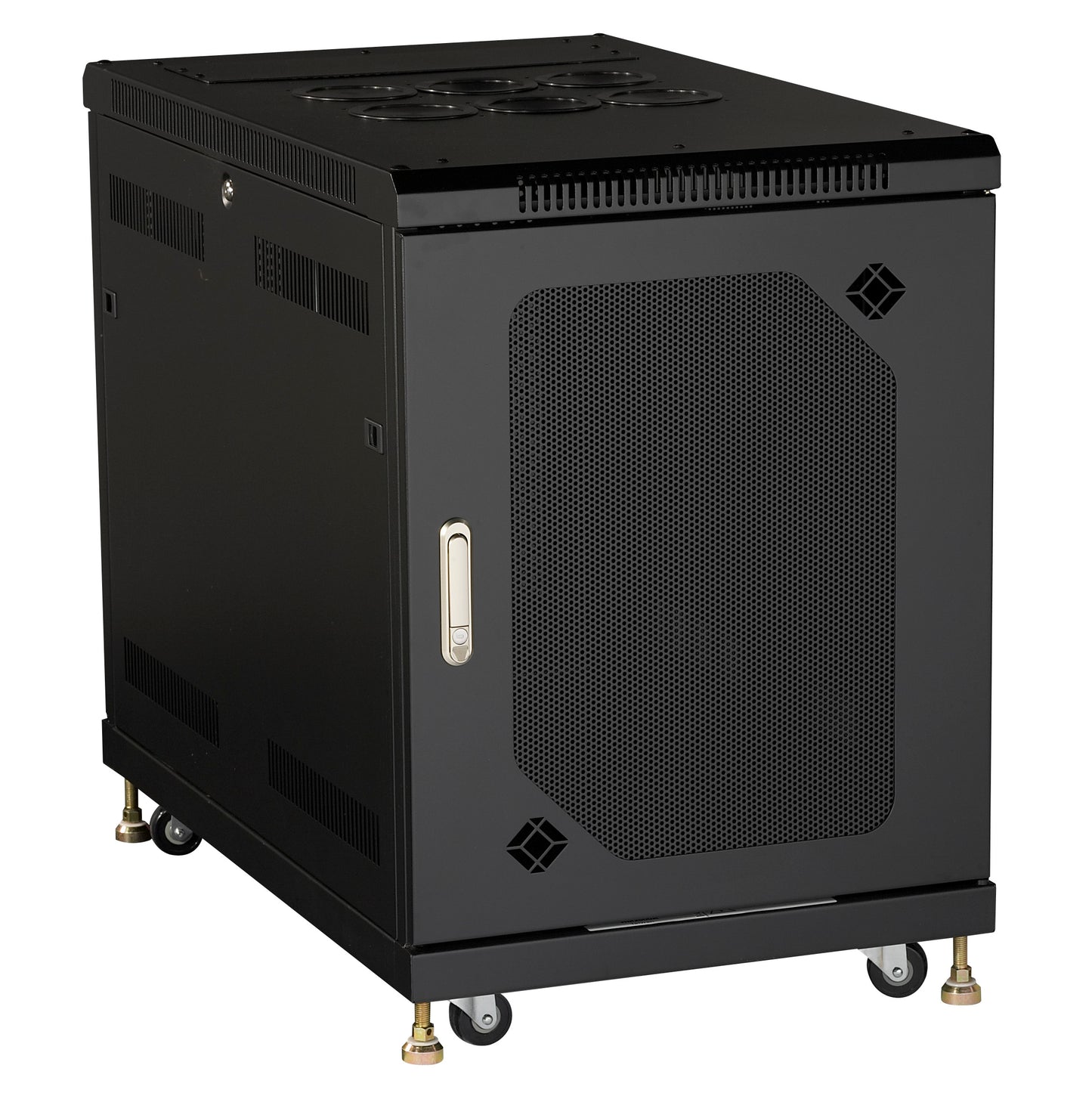 SERVER CABINET - 15U, SPLIT REAR DOOR, 24IN W X 40IN D, MESH FRONT, GSA, TAA, 45