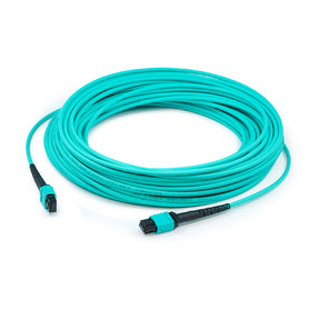 THIS IS A 25M MPO (FEMALE) TO MPO (FEMALE) 12-STRAND AQUA CROSSOVER RISER-RATED