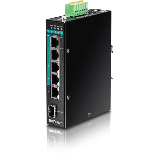 5-PORT HARDENED INDUSTRIAL GIGABIT POE+ DIN-RAIL SWITCH,LIMITED LIFETIME WARRANT