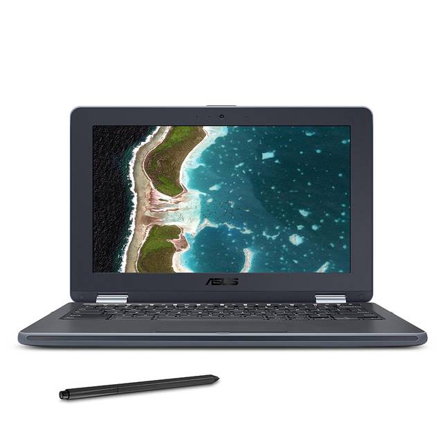 ASUS Chromebook Flip C213SA-YS02-S 11.6 inch Touchscreen Intel Celeron N3350 1.1GHz/ 4GB LPDDR4/ 32GB eMMC/ USB3.1/ Chrome Notebook w/ Stylus (Dark Grey)