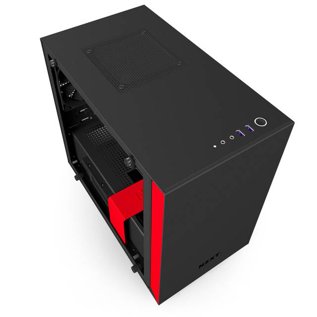 NZXT H200i No Power Supply Mini-ITX Case w/ Lighting and Fan Control (Matte Black/Red)