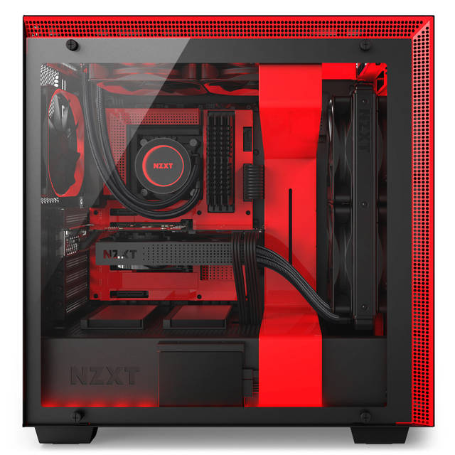 NZXT H700I No Power Supply ATX Mid Tower w/ Lighting and Fan Control (Matte Black/Red)