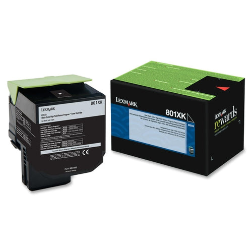 Lexmark Toner, 80C1XK0, 801XK, Black, 8,000 pg yield
