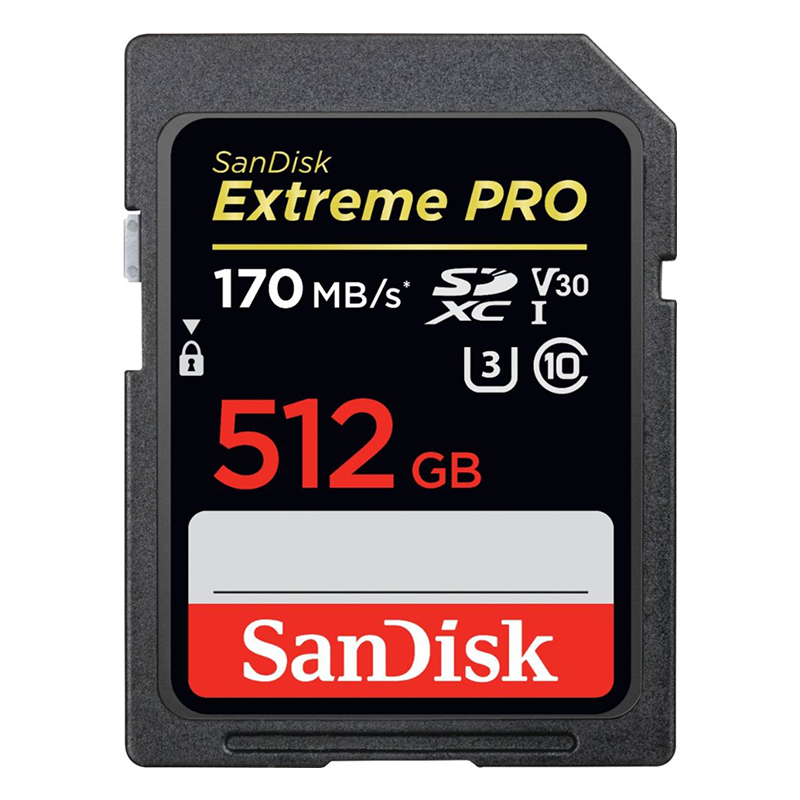 SanDisk Extreme Pro SDXC Memory Card, 512GB, UHS-I, Up to 170MB/s read speeds