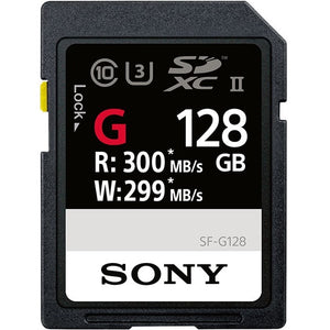 Sony Memory Card, 128GB, SF-G128/T1, UHS-II SD, CL10, U3, Max R300MB/s, W299MB/s