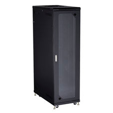 NETWORK CABINET - 42U, 24IN W X 42IN D, SPLIT REAR DOOR, TEMPERED GLASS, GSA, TA