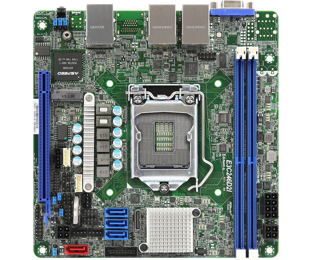 ASRock Motherboard E3C246D2I E-2100 C246 DDR4 Max.64GB SATA3 PCI Express mini-ITX Retail