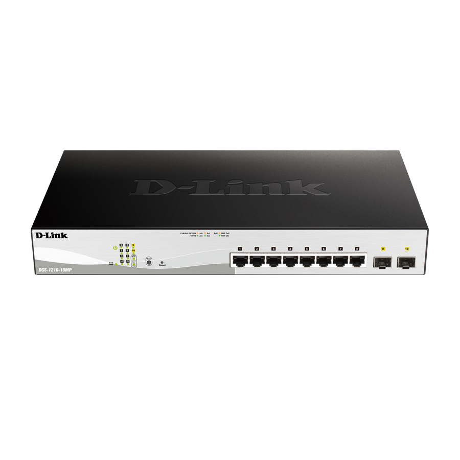 8-PORT GIGABIT SMART MANAGED POE SWITCH WITH 2 GIGABIT SFP PORTS, 130W POE BUDGE