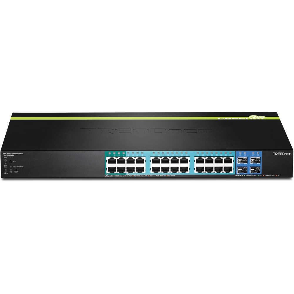 24-PORT GIGABIT WEB SMART POE SWITCH PLUS 4 SFP SLOTS,LIMITED LIFETIME WARRANTY