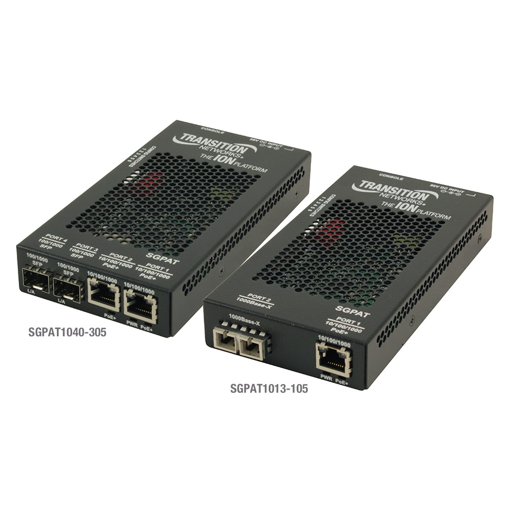 (2) 10/100/1000 POE+ RJ-45 TO (2) OPEN DUAL SPEED SFP PORT MEDIA CONVERTER W/ -N