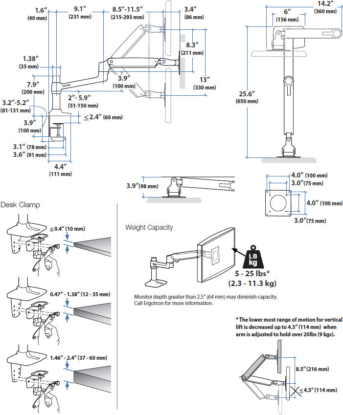 ERGOTRON LX DESK MOUNT LCD MONITOR ARM (WHITE).MOUNTS TO A DESK TO FREE UP SPACE