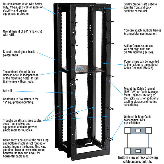 RACK FLEX 4-POST 45U 24"X24"D M6 500LB