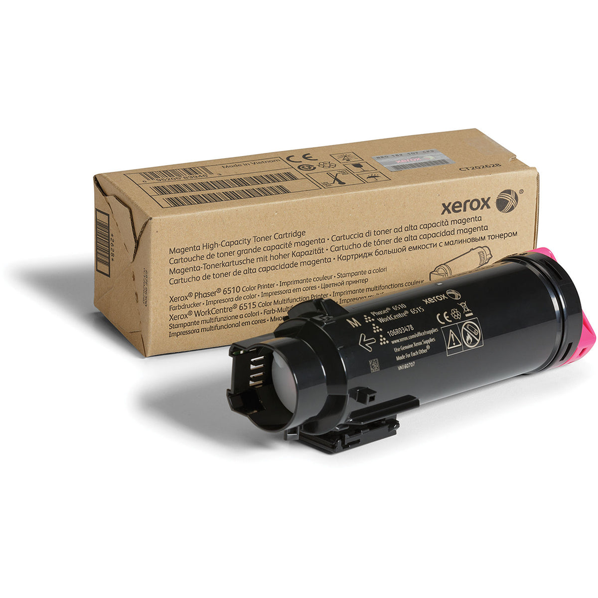 GENUINE XEROX MAGENTA HIGH CAPACITY TONER CARTRIDGE, WORKCENTRE 6515, PHASER 651
