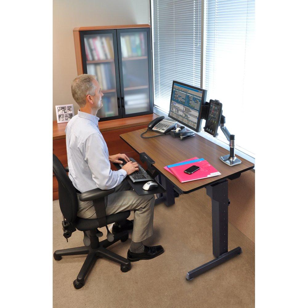 ERGOTRON WORKFIT-D,SIT-STAND DESK (WALNUT) STAND UP OR SIT DOWN AS YOU WORK.SAFE