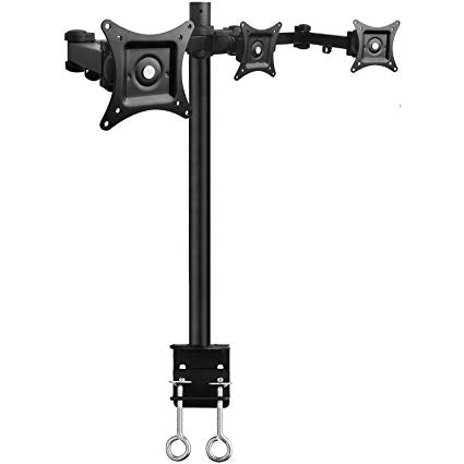 ARTICULATING TRIPLE MONITOR DESK MOUNT -INDEPENDENTLY TILT, SWIVEL, ROTATE THREE