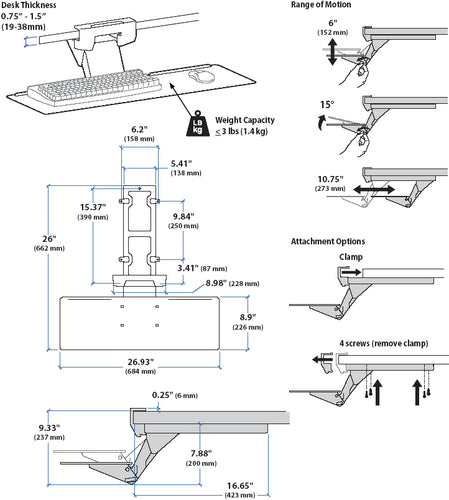 NEO-FLEX UNDERDESK KEYBOARD ARM