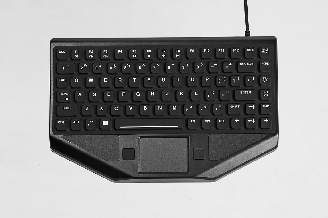 RUBBER KEYBOARD; RUGGED RUBBER 83 KEY KEYBOARD W/ TOUCHPAD AND RED BACKLIGHTING.