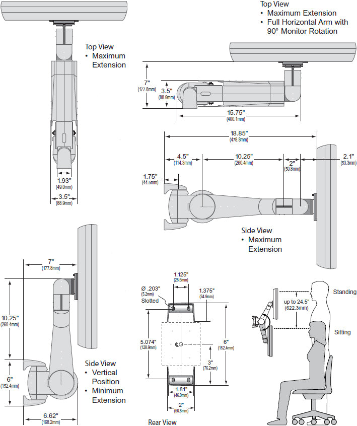 400 Series Wall Mount Arm BLK