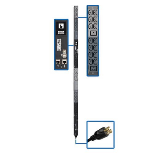 6.6KW 3-PHASE MONITORED PDU LX PLATFORM,42 C13 & 6 C19 OUTLETS (208/240V), L15-2
